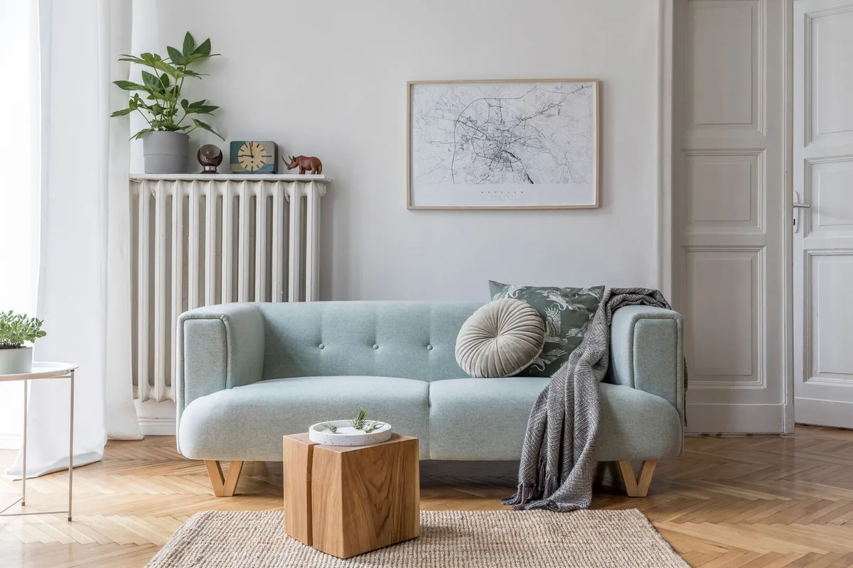 Stylish scandinavian living room interior