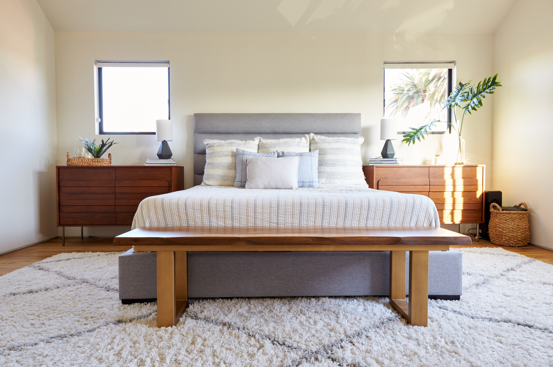 interior view of bedroom with cozy bed