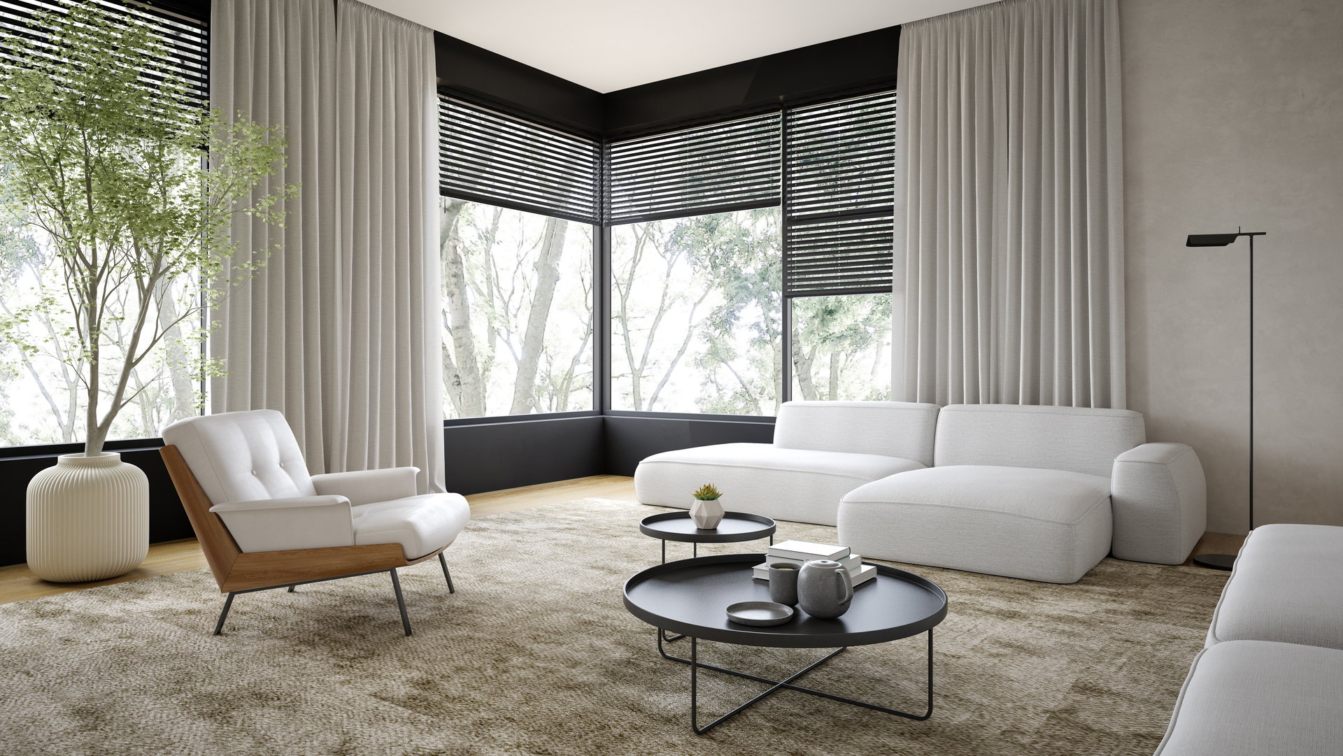 minimalist interior with neutral colours and natural light