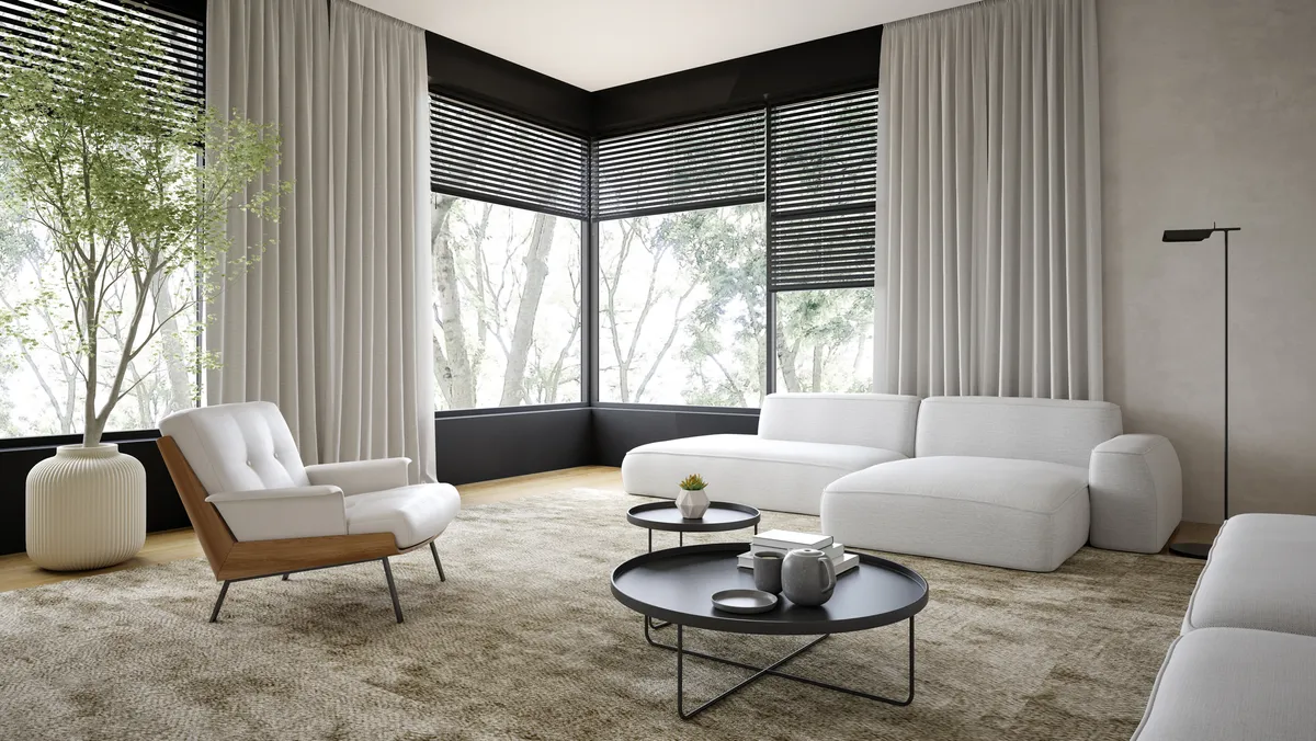 minimalist interior with neutral colours and natural light