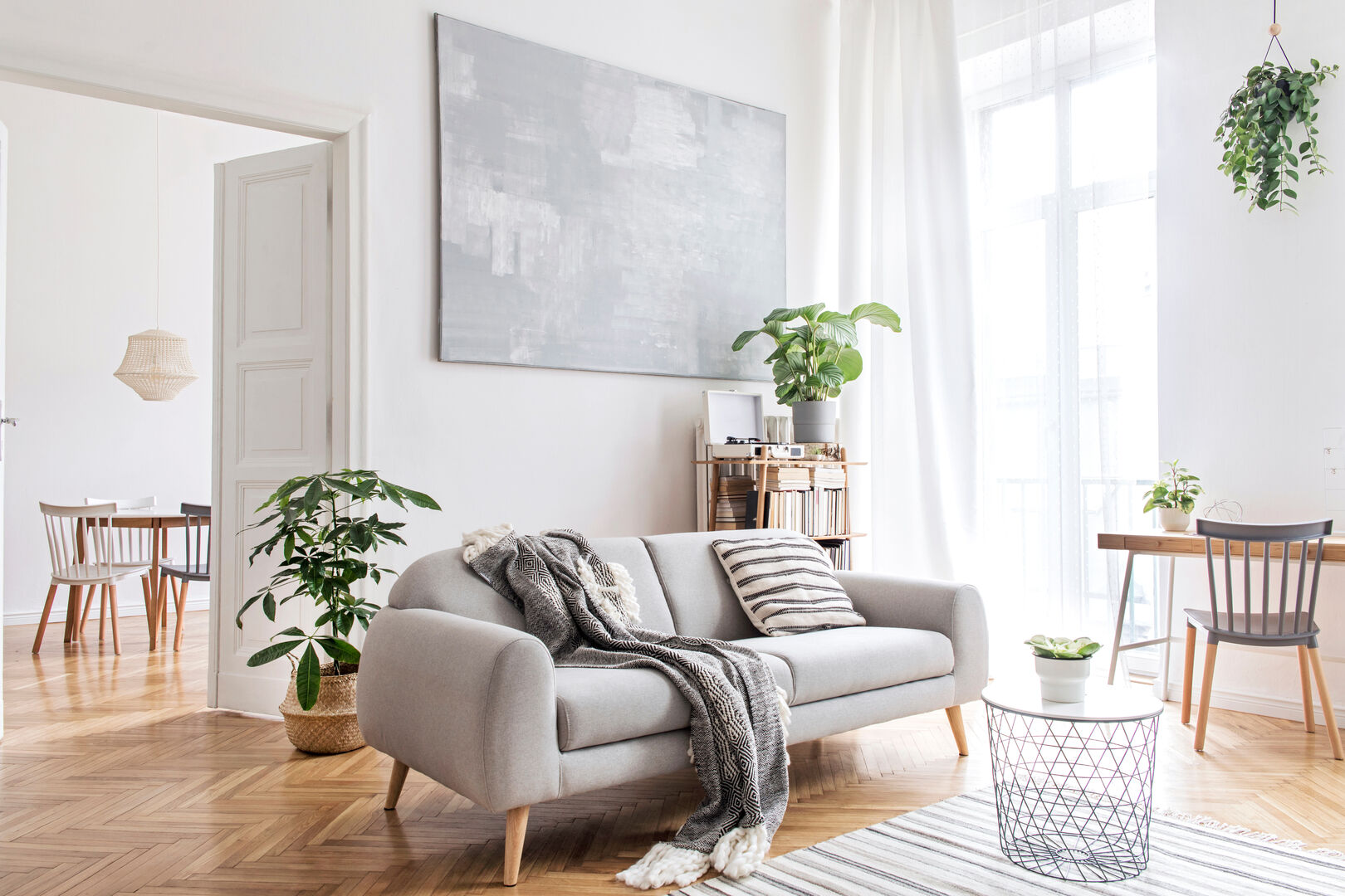 Stylish neutral Scandinavian living room