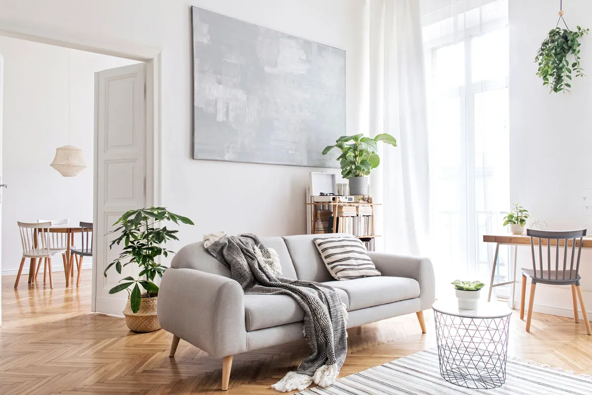 Stylish neutral Scandinavian living room