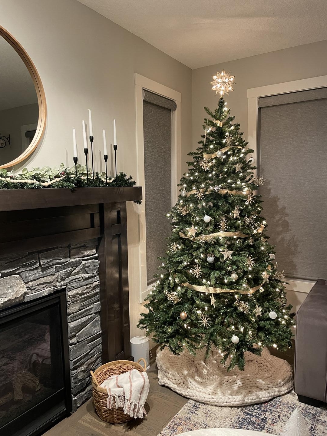 Christmas tree in a modern living room