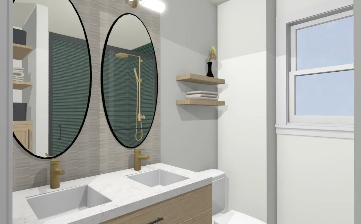 Modern grey oak and gold bathroom inspiration