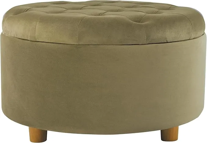 Homepop Round Tufted Storage Ottoman