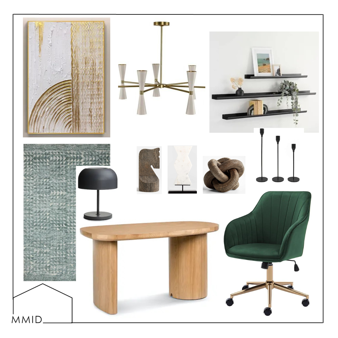Mid century modern office interior designer mood board inspiration