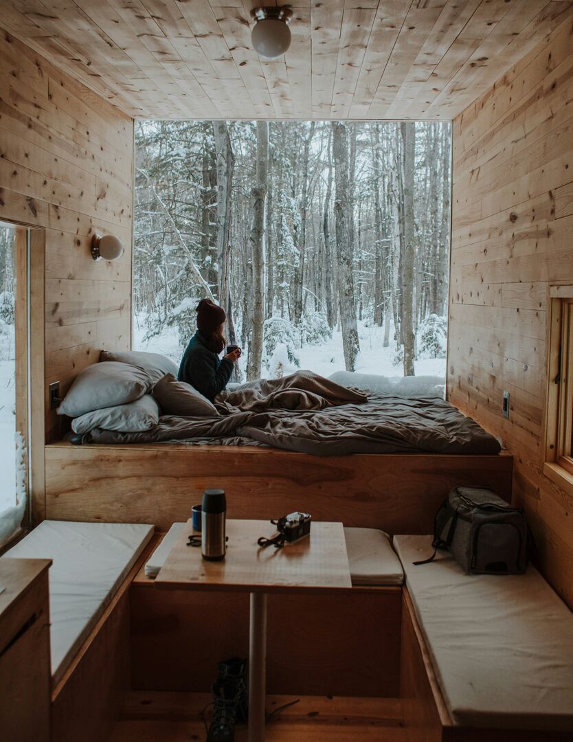 Modern tiny home design, modern scandinavian cabin design