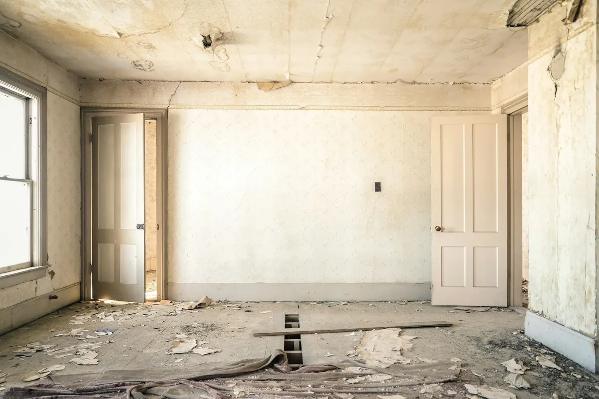 Home under construction, demo stage of home renovation