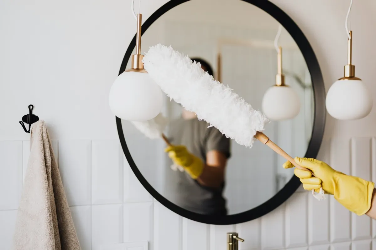 Dusting cleaning modern home