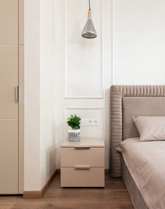 Modern bedroom white panel wall