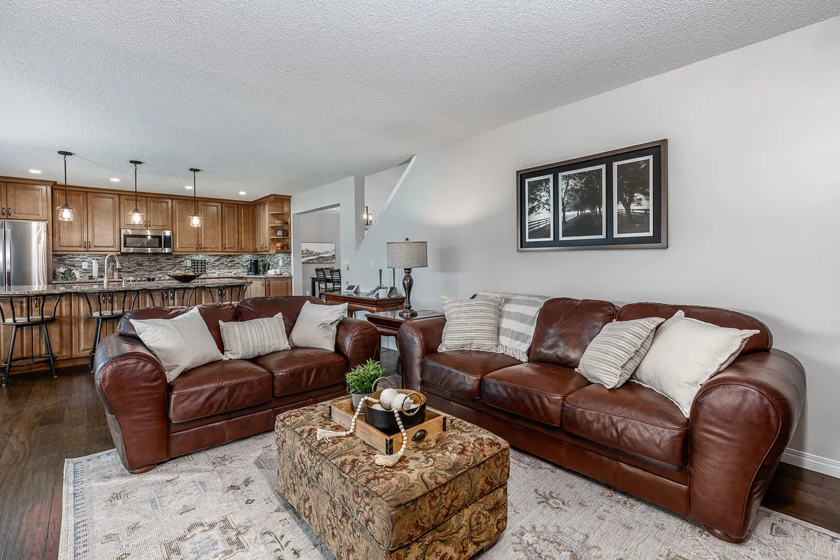 White, grey and brown living room, ideas for modernizing outdated furniture